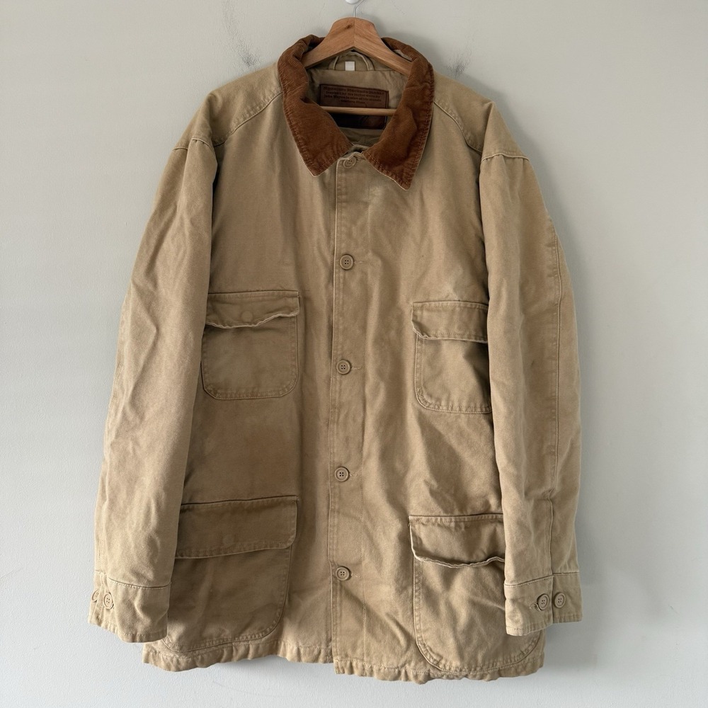 John Wayne Stockade Jacket Canvas Chore Coat Western Tan Corduroy Collar XXL